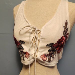 White rose embroidery top